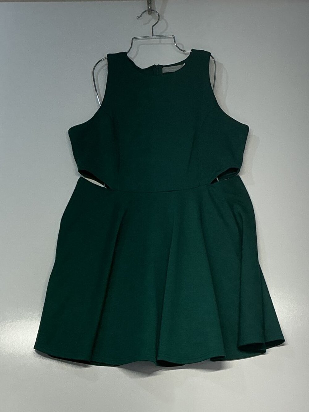 Belongsci XL Green Cutout Skater Mini Dress Fit Flare Fall Dress Cocktail - Picture 13 of 14